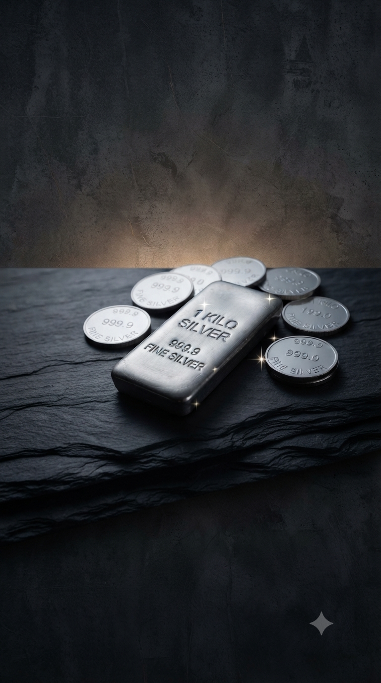 Fine silver bullion bar, 999.0